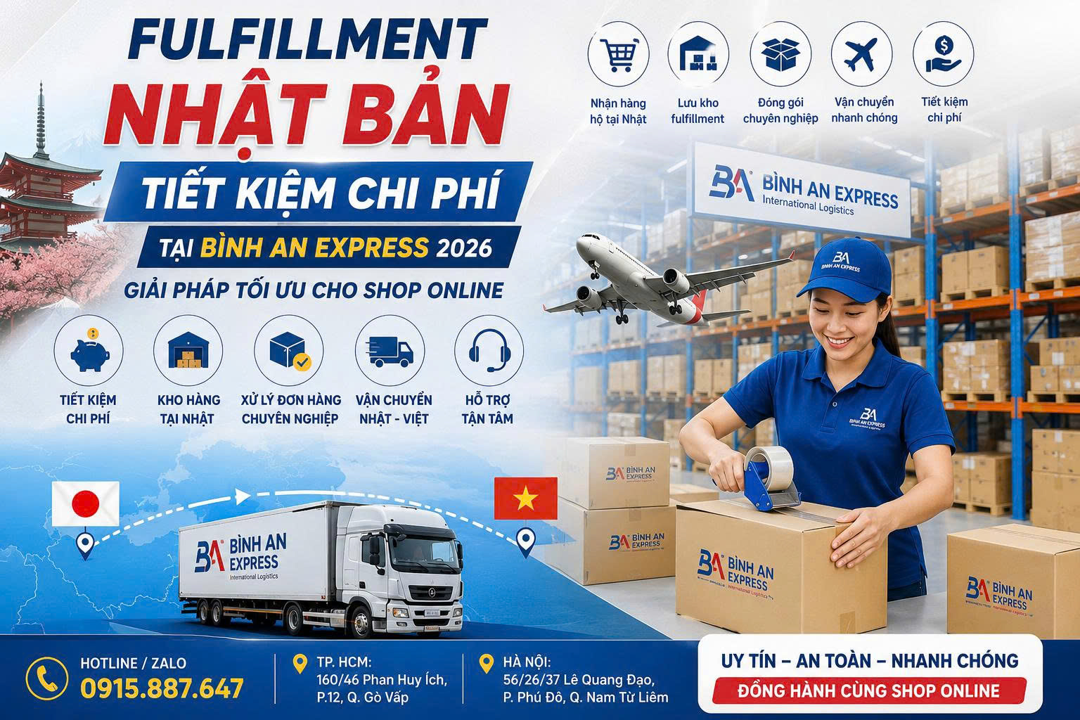FULFILLMENT NHẬT BẢN TIẾT KIỆM CHI PHÍ TẠI BÌNH AN EXPRESS 2026 – GIẢI PHÁP TỐI ƯU CHO SHOP ONLINE